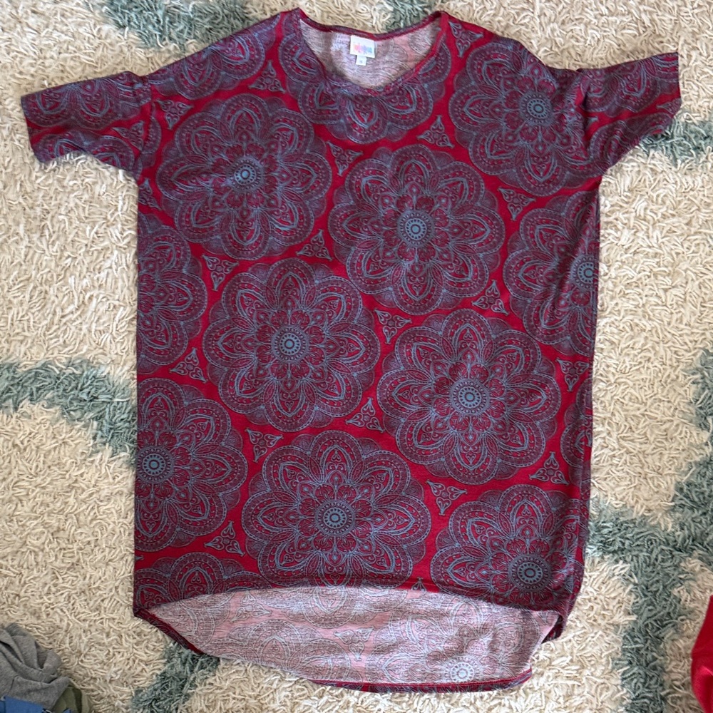 LuLaRoe Red and Blue Mandala Tunic